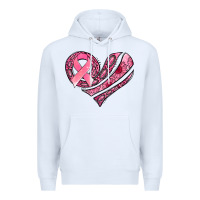 White breast cancer awareness heart Premium Hoodie - Jasminsmagicworld