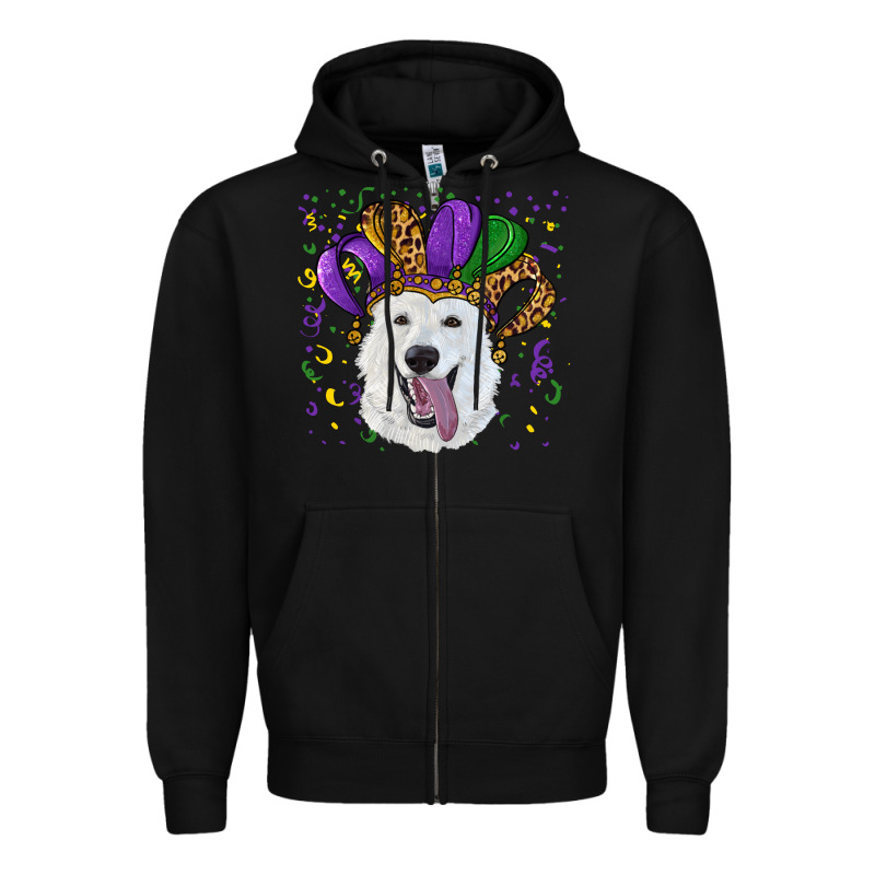 Mardi Gras Hat  White Shepherd Zipper Hoodie by RanaPortraitStore | Teevron