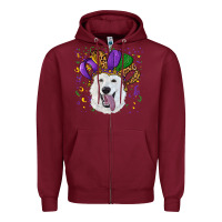 Burgundy mardi gras hat  white shepherd Zipper Hoodie - RanaPortraitStore