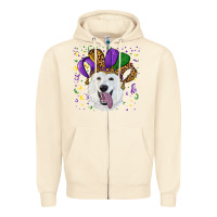 Sandshell mardi gras hat  white shepherd Zipper Hoodie - RanaPortraitStore