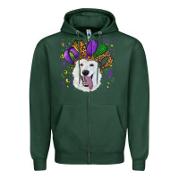 Sports Green mardi gras hat  white shepherd Zipper Hoodie - RanaPortraitStore
