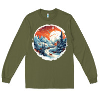 Army Green deer snow house design Long Sleeve Tee - Unal Design