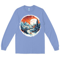 Colony Blue deer snow house design Long Sleeve Tee - Unal Design