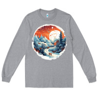 Heather Grey deer snow house design Long Sleeve Tee - Unal Design