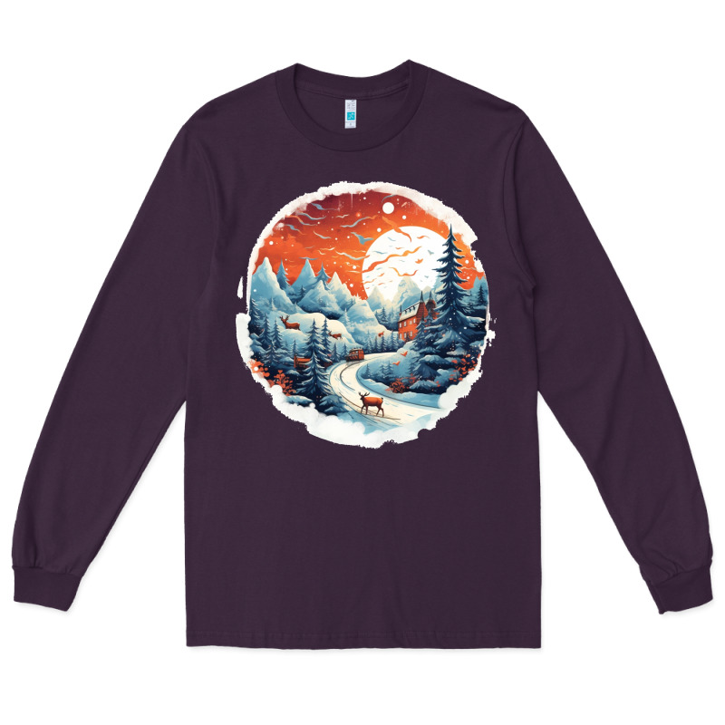 Deer Snow House Design Long Sleeve Tee by Unal Design | Teevron