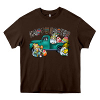 Chocolate Brown Happy Easter truck Heavy Core Tee - CowhideDigitalArt