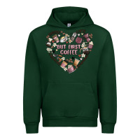 Forest Green but first coffee Urban Hoodie - MaliasSmallBusiness