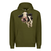 Army Green Cute Holstein Heifer Premium Hoodie - LillyAllenDesigns