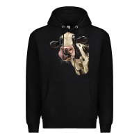 Black Cute Holstein Heifer Premium Hoodie - LillyAllenDesigns