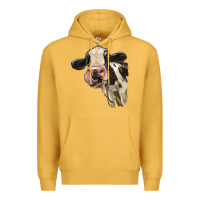 Mustard Cute Holstein Heifer Premium Hoodie - LillyAllenDesigns