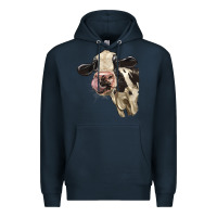 Navy Cute Holstein Heifer Premium Hoodie - LillyAllenDesigns