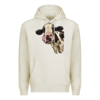 Oatmeal Heather Cute Holstein Heifer Premium Hoodie - LillyAllenDesigns