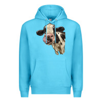 Ocean Blue Cute Holstein Heifer Premium Hoodie - LillyAllenDesigns