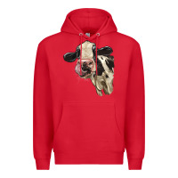 Red Cute Holstein Heifer Premium Hoodie - LillyAllenDesigns