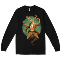 Black happy deer Long Sleeve Tee - Unal Design