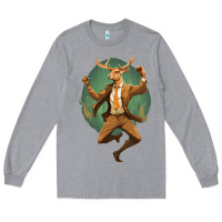 Heather Grey happy deer Long Sleeve Tee - Unal Design