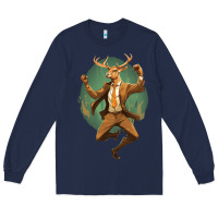 Navy happy deer Long Sleeve Tee - Unal Design