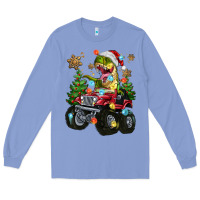 Colony Blue Christmas T-rex With Monster Truck Long Sleeve Tee - MaliasSmallBusiness
