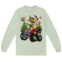 Matcha Christmas T-rex With Monster Truck Long Sleeve Tee - MaliasSmallBusiness