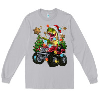 Moon Dust Christmas T-rex With Monster Truck Long Sleeve Tee - MaliasSmallBusiness