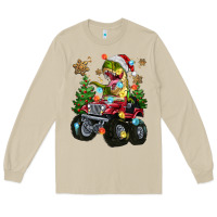 Mushroom Christmas T-rex With Monster Truck Long Sleeve Tee - MaliasSmallBusiness