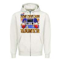 Oatmeal Heather all american gamer Zipper Hoodie - texasbilliewilder