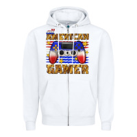White all american gamer Zipper Hoodie - texasbilliewilder