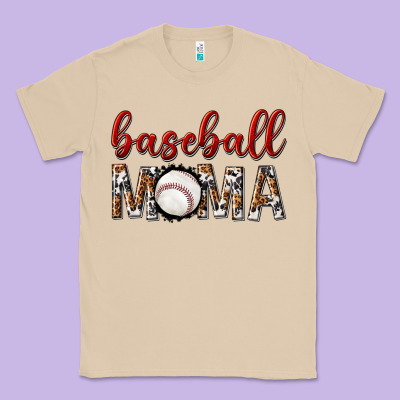 Classic Tee baseball mama with leopard