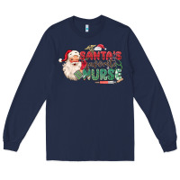 Navy Santa's Favorite Nurse Long Sleeve Tee - MaliasSmallBusiness