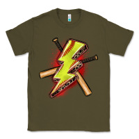 Army Green softball lightning bolt Classic Tee - Zillion Design Studio