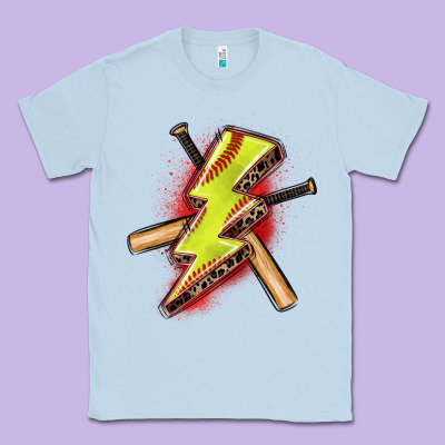 Classic Tee softball lightning bolt