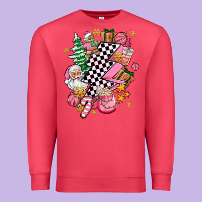 Pink Christmas Lightning Bolt Premium Sweatshirt Designed By Adodesignshop