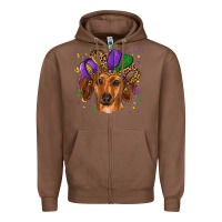 Chestnut mardi gras hat dachshund Zipper Hoodie - RanaPortraitStore