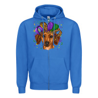 True Royal mardi gras hat dachshund Zipper Hoodie - RanaPortraitStore