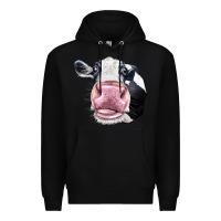Black Cute Holstein Face Premium Hoodie - LillyAllenDesigns