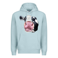 Blue Mist Cute Holstein Face Premium Hoodie - LillyAllenDesigns