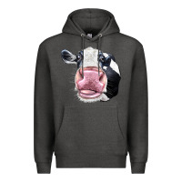 Charcoal Heather Cute Holstein Face Premium Hoodie - LillyAllenDesigns