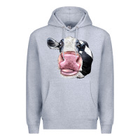 Heather Grey Cute Holstein Face Premium Hoodie - LillyAllenDesigns