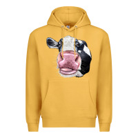 Mustard Cute Holstein Face Premium Hoodie - LillyAllenDesigns