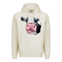 Oatmeal Heather Cute Holstein Face Premium Hoodie - LillyAllenDesigns