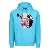 Ocean Blue Cute Holstein Face Premium Hoodie - LillyAllenDesigns