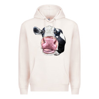 Pale Pink Cute Holstein Face Premium Hoodie - LillyAllenDesigns