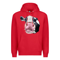 Red Cute Holstein Face Premium Hoodie - LillyAllenDesigns