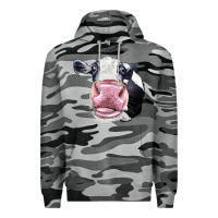 Slate Camo Cute Holstein Face Premium Hoodie - LillyAllenDesigns