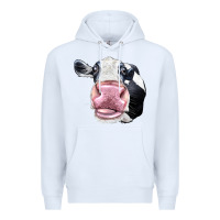 White Cute Holstein Face Premium Hoodie - LillyAllenDesigns