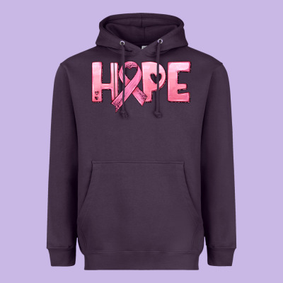 Hope And Pink Ribbon Heavyweight Hoodie Designed By Hra Design Shop