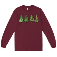 Burgundy christmas trees Long Sleeve Tee - MaliasSmallBusiness