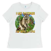 White i like raccoons and 3 people Ladies Tee - BarkalooDesign
