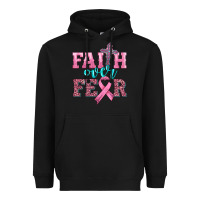 Black faith over fear with cross and ribbon Heavyweight Hoodie - HRA Design Shop