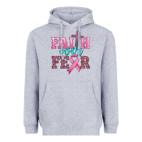 Heather Grey faith over fear with cross and ribbon Heavyweight Hoodie - HRA Design Shop